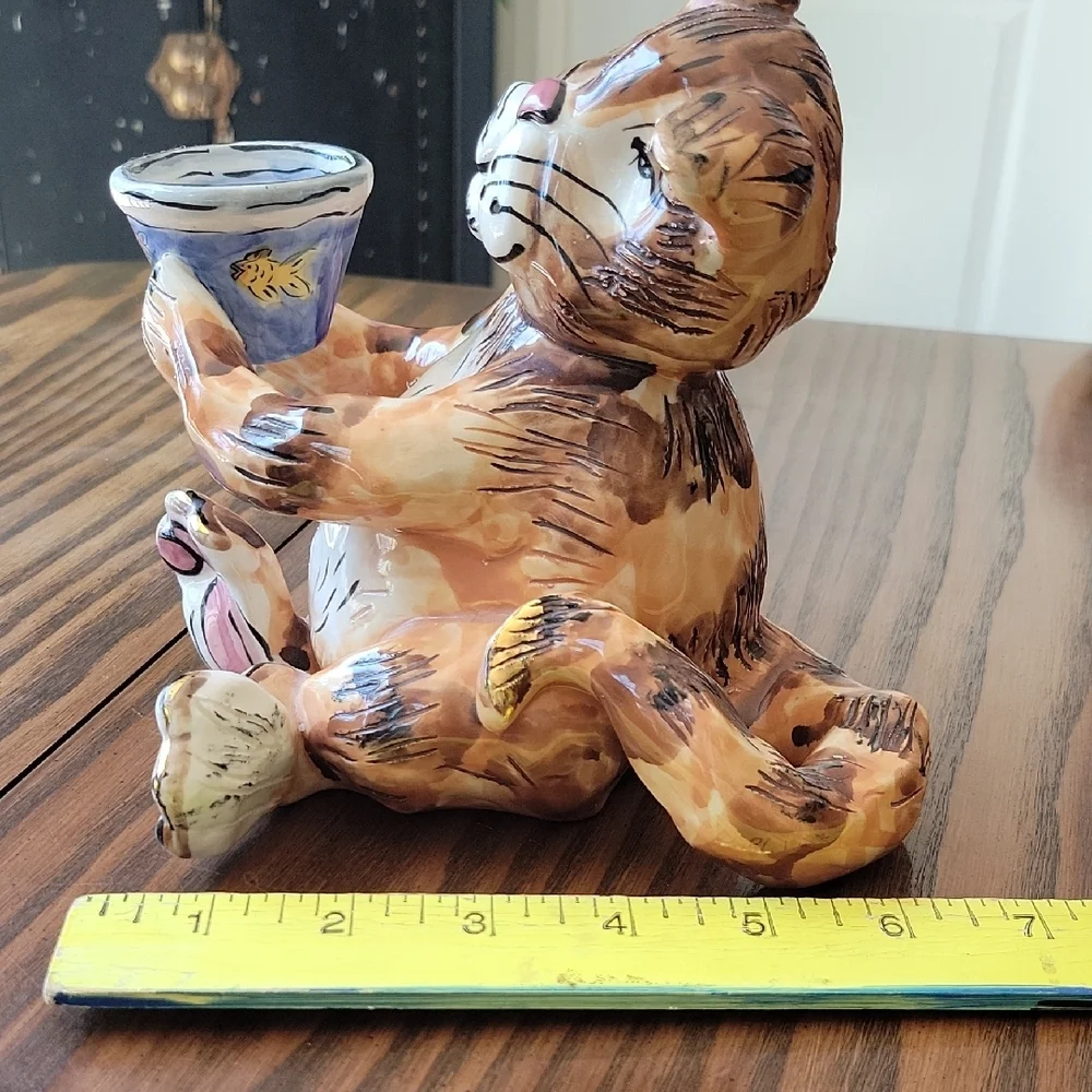 2000 BLUE SKY Cat Figurine / Candle Holder by Heather Goldminc